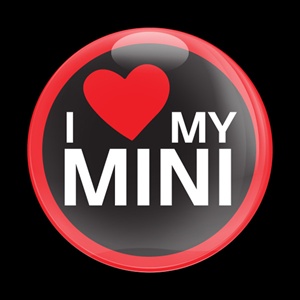 Magnetic Car Grille Dome Badge-I Love My MINI Red