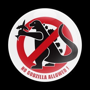 Magnetic Car Grille Dome Badge-Sign No Godzilla