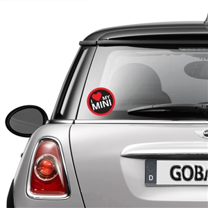 Round GoGraphic Automotive Decal Sticker-I Love My MINI