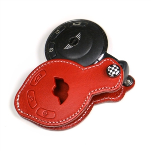 PREMIUM LEATHER MINI KEY FOB (RED+CHECKER)